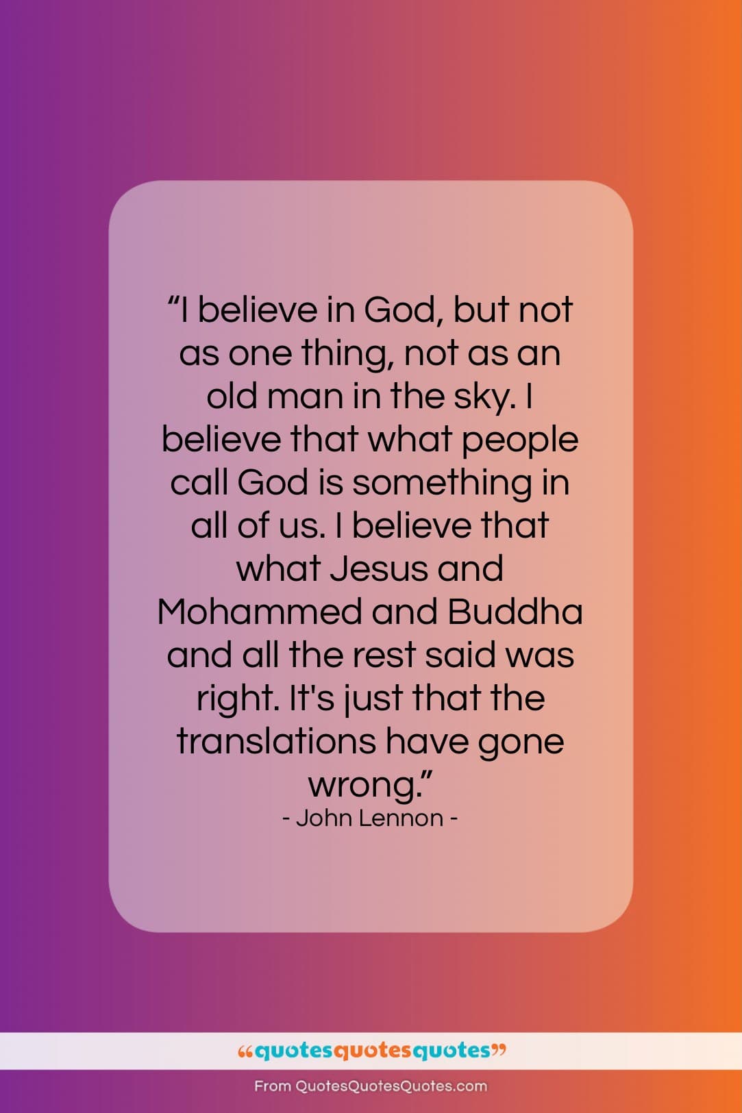 John Lennon quote: “I believe in God, but not as…”- at QuotesQuotesQuotes.com