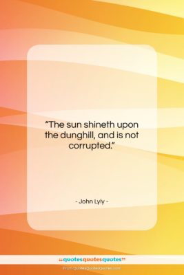 John Lyly quote: “The sun shineth upon the dunghill, and…”- at QuotesQuotesQuotes.com