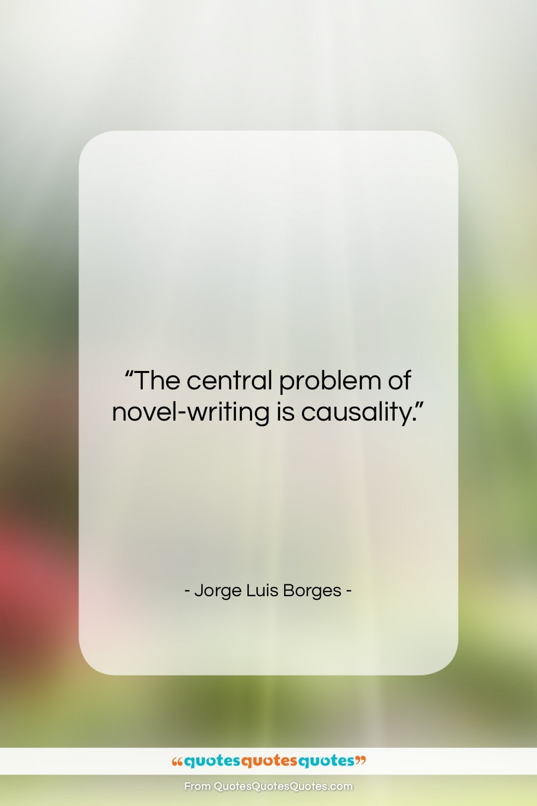 Jorge Luis Borges quote: “The central problem of novel-writing is causality….”- at QuotesQuotesQuotes.com
