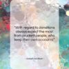 Joseph Addison quote: “With regard to donations always expect the…”- at QuotesQuotesQuotes.com