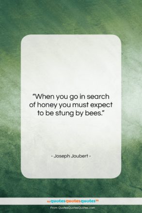 Joseph Joubert quote: “When you go in search of honey…”- at QuotesQuotesQuotes.com
