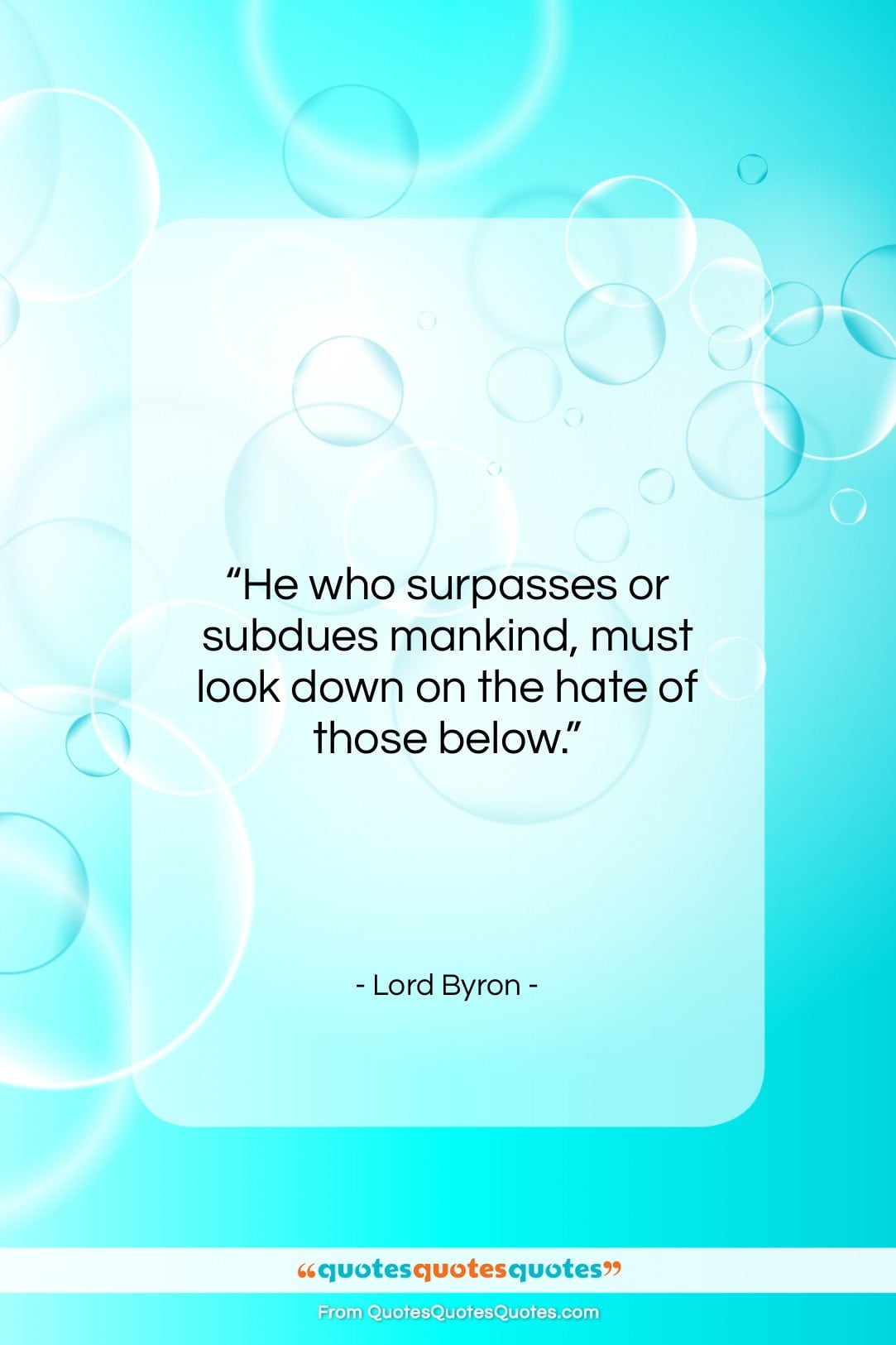 Lord Byron quote: “He who surpasses or subdues mankind, must…”- at QuotesQuotesQuotes.com