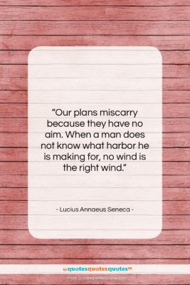 Lucius Annaeus Seneca quote: “Our plans miscarry because they have no…”- at QuotesQuotesQuotes.com