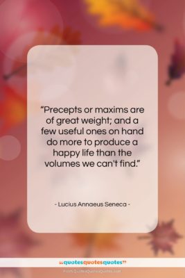 Lucius Annaeus Seneca quote: “Precepts or maxims are of great weight;…”- at QuotesQuotesQuotes.com