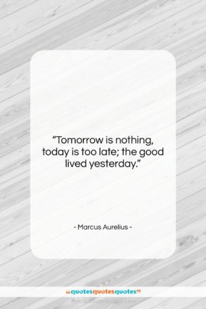 Marcus Aurelius quote: “Tomorrow is nothing, today is too late;…”- at QuotesQuotesQuotes.com
