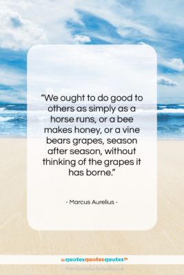 Marcus Aurelius quote: “We ought to do good to others…”- at QuotesQuotesQuotes.com