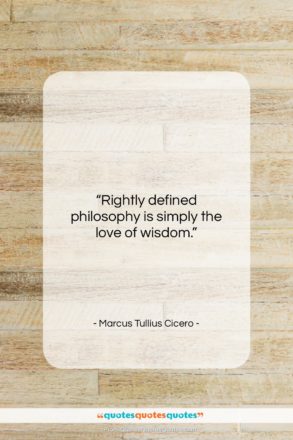 Marcus Tullius Cicero quote: “Rightly defined philosophy is simply the love…”- at QuotesQuotesQuotes.com
