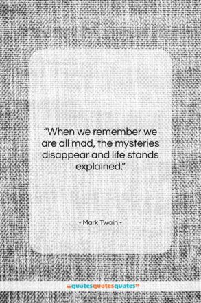Mark Twain quote: “When we remember we are all mad,…”- at QuotesQuotesQuotes.com
