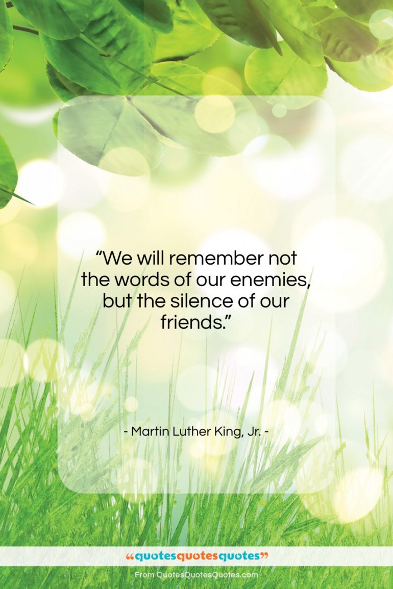 Martin Luther King, Jr. quote: “We will remember not the words of…”- at QuotesQuotesQuotes.com