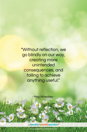 Meg Wheatley quote: “Without reflection, we go blindly on our…”- at QuotesQuotesQuotes.com