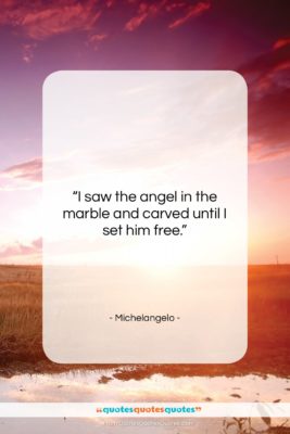 Michelangelo quote: “I saw the angel in the marble…”- at QuotesQuotesQuotes.com