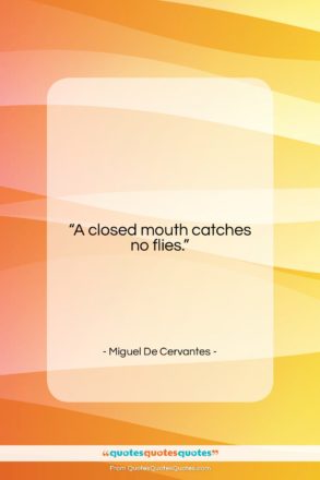 Miguel De Cervantes quote: “A closed mouth catches no flies….”- at QuotesQuotesQuotes.com