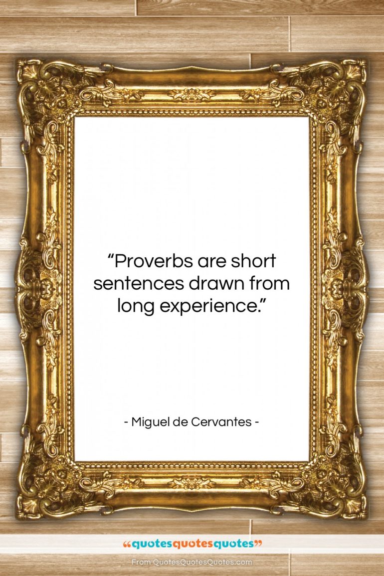 Miguel de Cervantes quote: “Proverbs are short sentences drawn from long…”- at QuotesQuotesQuotes.com