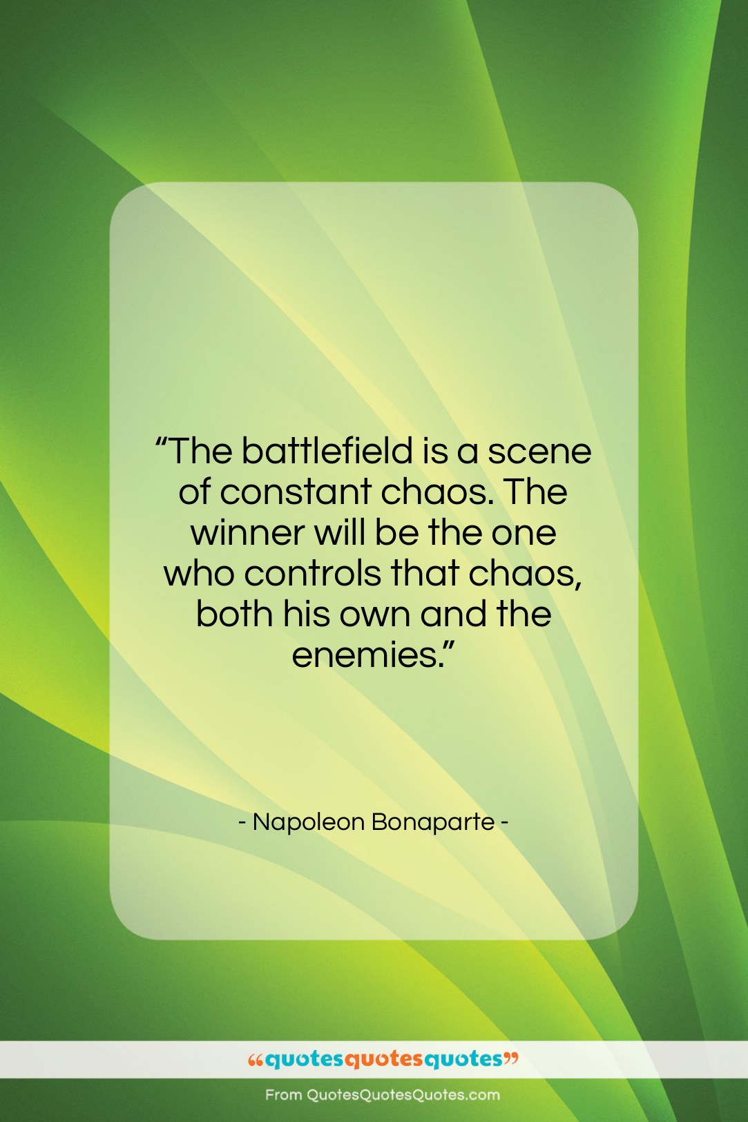 Napoleon Bonaparte quote: “The battlefield is a scene of constant…”- at QuotesQuotesQuotes.com