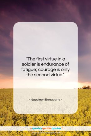 Napoleon Bonaparte quote: “The first virtue in a soldier is…”- at QuotesQuotesQuotes.com