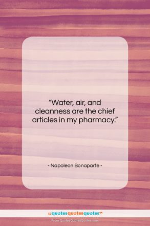 Napoleon Bonaparte quote: “Water, air, and cleanness are the chief…”- at QuotesQuotesQuotes.com