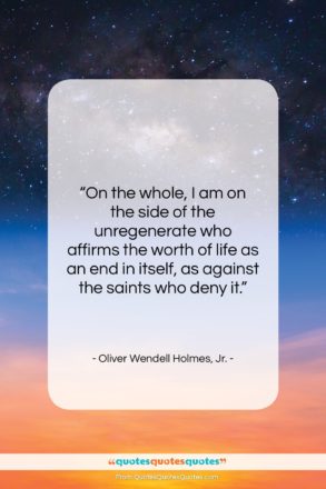 Oliver Wendell Holmes, Jr. quote: “On the whole, I am on the…”- at QuotesQuotesQuotes.com