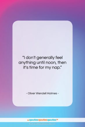 Oliver Wendell Holmes quote: “I don’t generally feel anything until noon,…”- at QuotesQuotesQuotes.com