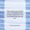 Oliver Wendell Holmes quote: “Many ideas grow better when transplanted into…”- at QuotesQuotesQuotes.com