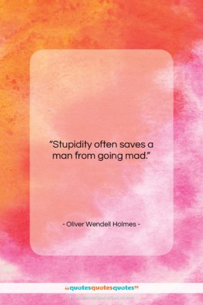 Oliver Wendell Holmes quote: “Stupidity often saves a man from going…”- at QuotesQuotesQuotes.com