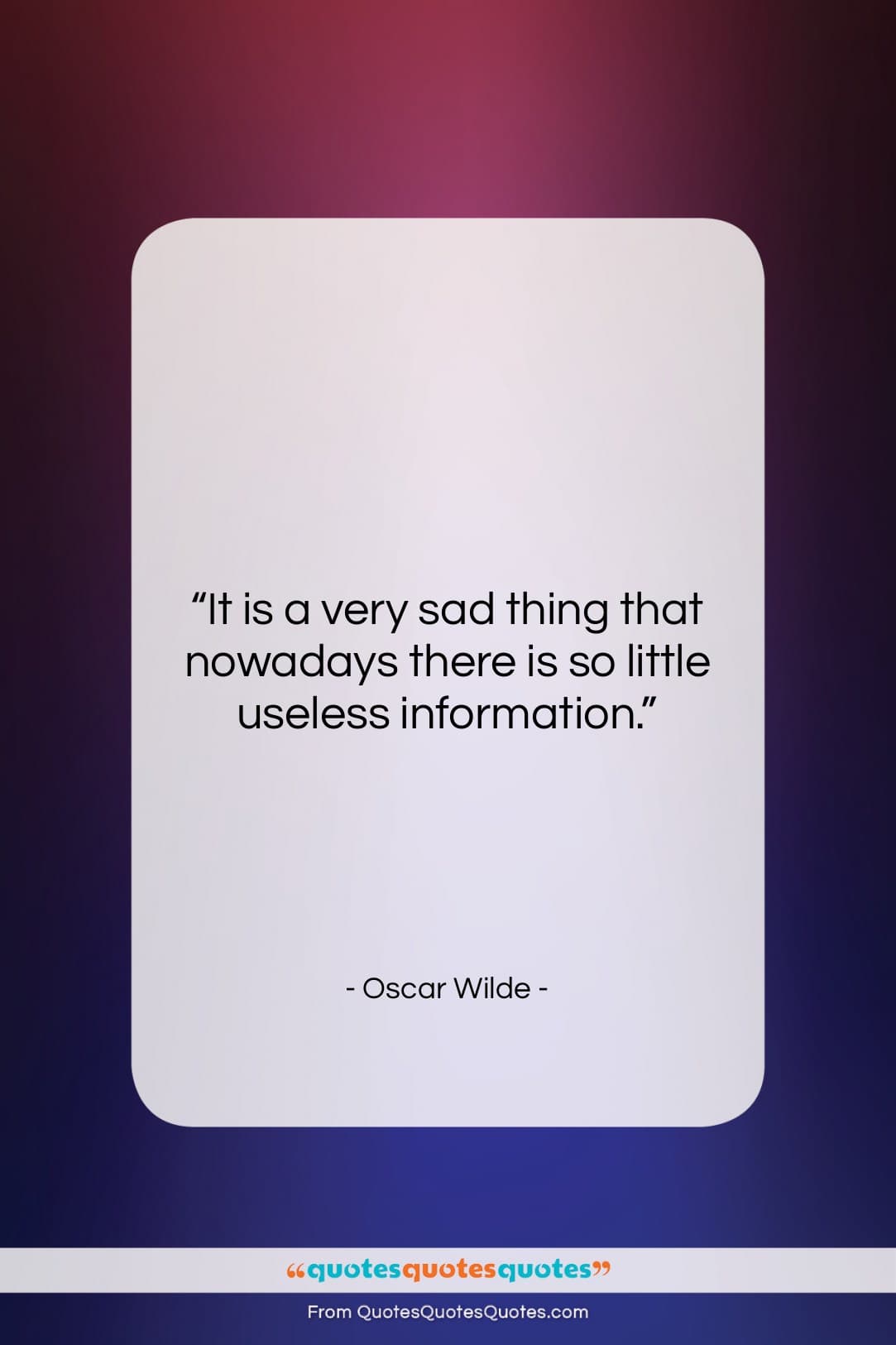 Oscar Wilde quote: “It is a very sad thing that…”- at QuotesQuotesQuotes.com