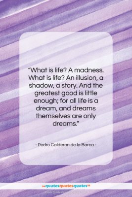 Pedro Calderon de la Barca quote: “What is life? A madness. What is…”- at QuotesQuotesQuotes.com
