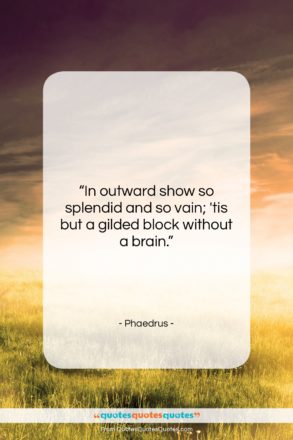 Phaedrus quote: “In outward show so splendid and so…”- at QuotesQuotesQuotes.com