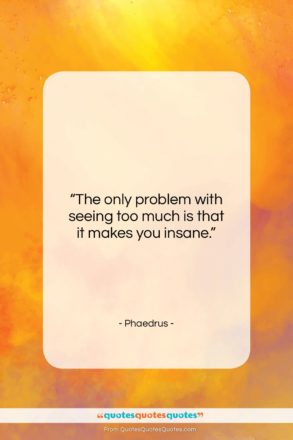 Phaedrus quote: “The only problem with seeing too much…”- at QuotesQuotesQuotes.com