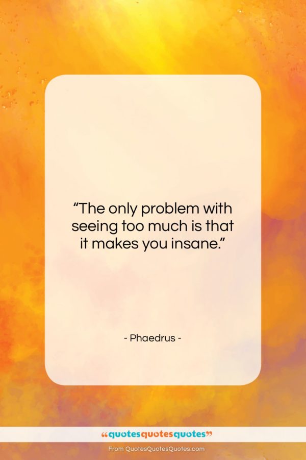 Phaedrus quote: “The only problem with seeing too much…”- at QuotesQuotesQuotes.com