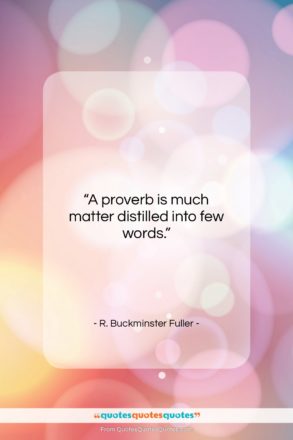 R. Buckminster Fuller quote: “A proverb is much matter distilled into…”- at QuotesQuotesQuotes.com