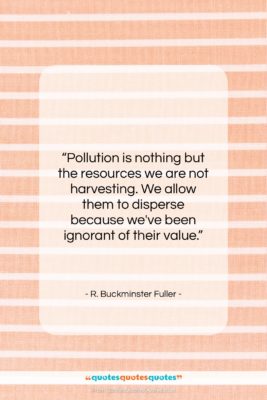 R. Buckminster Fuller quote: “Pollution is nothing but the resources we…”- at QuotesQuotesQuotes.com