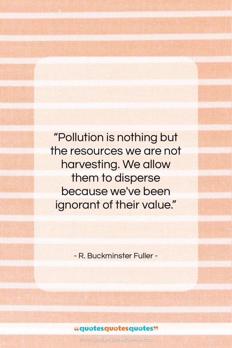 R. Buckminster Fuller quote: “Pollution is nothing but the resources we…”- at QuotesQuotesQuotes.com