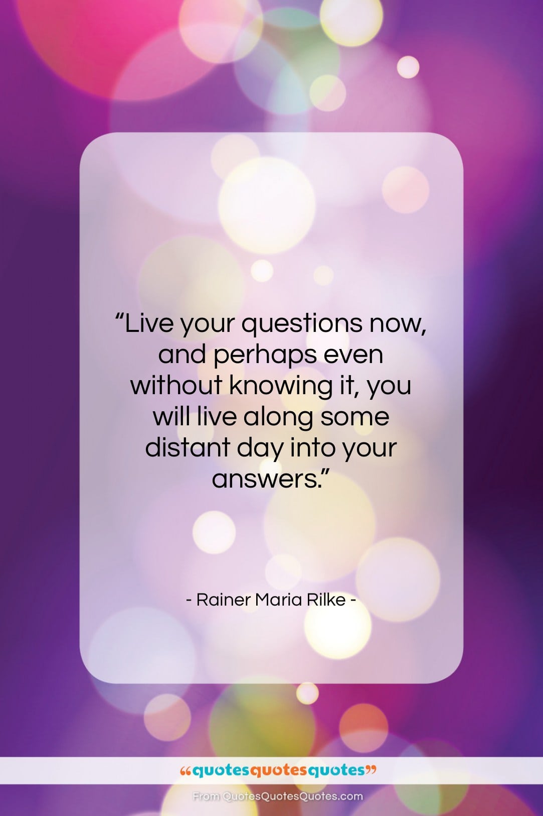 Rainer Maria Rilke quote: “Live your questions now, and perhaps even…”- at QuotesQuotesQuotes.com