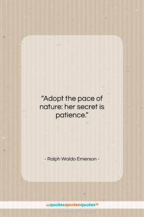 Ralph Waldo Emerson quote: “Adopt the pace of nature: her secret…”- at QuotesQuotesQuotes.com