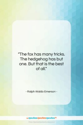 Ralph Waldo Emerson quote: “The fox has many tricks. The hedgehog…”- at QuotesQuotesQuotes.com