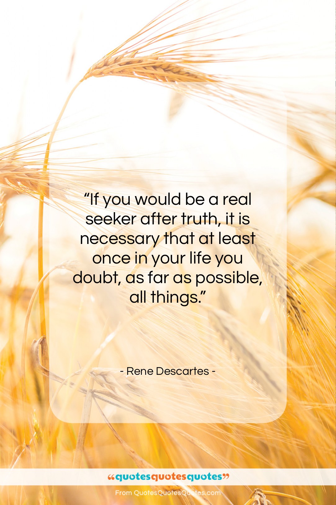 Rene Descartes quote: “If you would be a real seeker…”- at QuotesQuotesQuotes.com