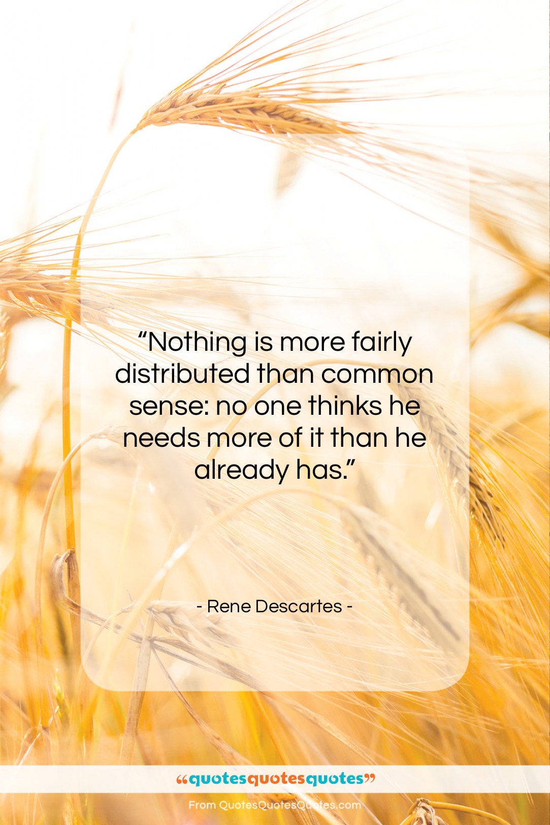 Rene Descartes quote: “Nothing is more fairly distributed than common…”- at QuotesQuotesQuotes.com