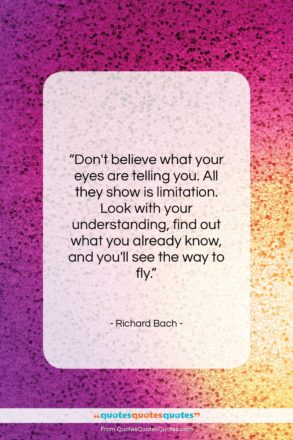 Richard Bach quote: “Don’t believe what your eyes are telling…”- at QuotesQuotesQuotes.com