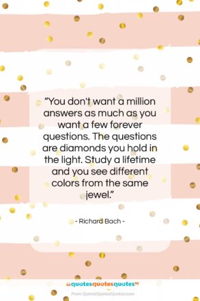 Richard Bach quote: “You don’t want a million answers as…”- at QuotesQuotesQuotes.com