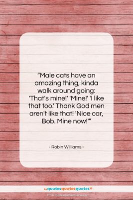 Robin Williams quote: “Male cats have an amazing thing, kinda…”- at QuotesQuotesQuotes.com