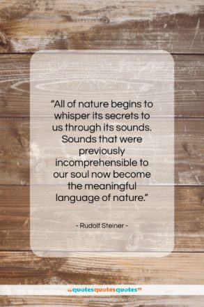 Rudolf Steiner quote: “All of nature begins to whisper its…”- at QuotesQuotesQuotes.com