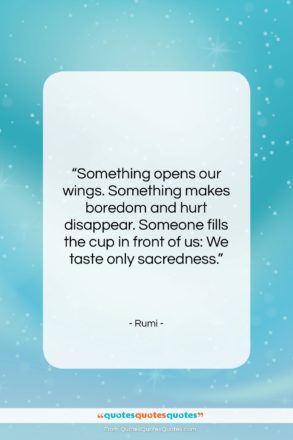 Rumi quote: “Something opens our wings. Something makes boredom…”- at QuotesQuotesQuotes.com