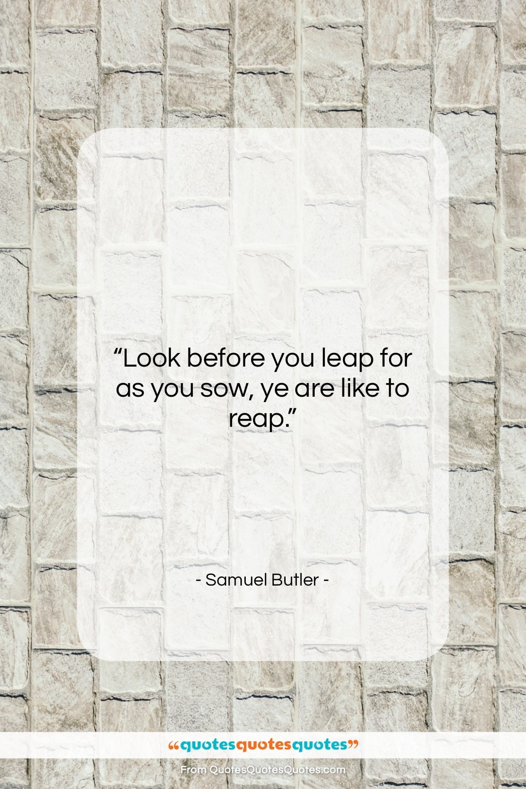 Samuel Butler quote: “Look before you leap for as you…”- at QuotesQuotesQuotes.com
