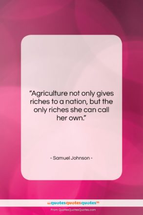 Samuel Johnson quote: “Agriculture not only gives riches to a…”- at QuotesQuotesQuotes.com