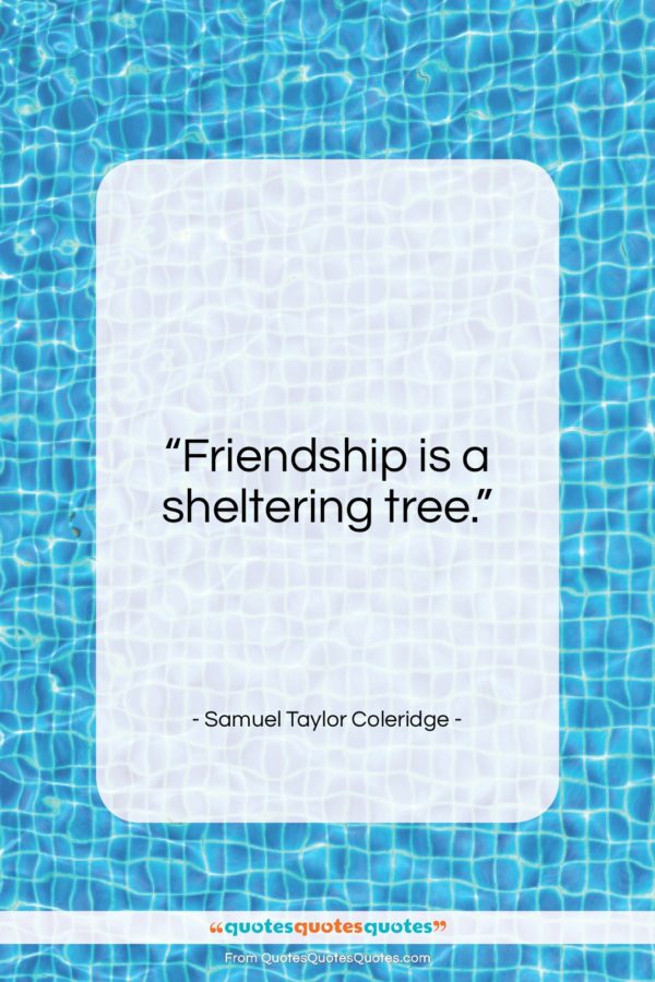 Samuel Taylor Coleridge quote: “Friendship is a sheltering tree…”- at QuotesQuotesQuotes.com