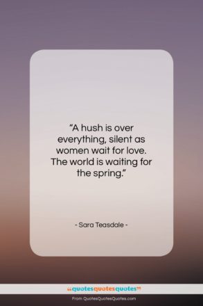 Sara Teasdale quote: “A hush is over everything, silent as…”- at QuotesQuotesQuotes.com