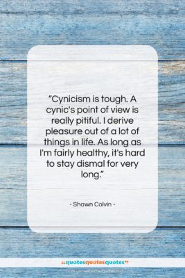 Shawn Colvin quote: “Cynicism is tough. A cynic’s point of…”- at QuotesQuotesQuotes.com