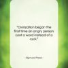 Sigmund Freud quote: “Civilization began the first time an angry…”- at QuotesQuotesQuotes.com