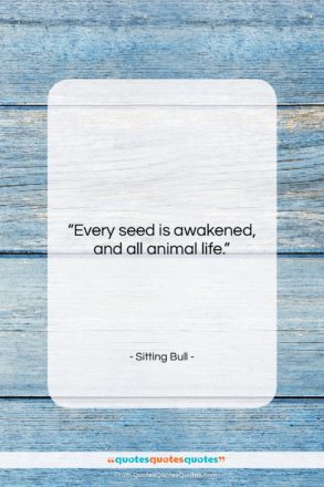 Sitting Bull quote: “Every seed is awakened, and all animal…”- at QuotesQuotesQuotes.com
