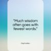 Sophocles quote: “Much wisdom often goes with fewest words.”- at QuotesQuotesQuotes.com